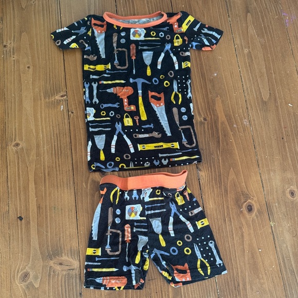 Little Sleepies Tool Print Pajama Set - Black and Orange - Picture 1 of 4
